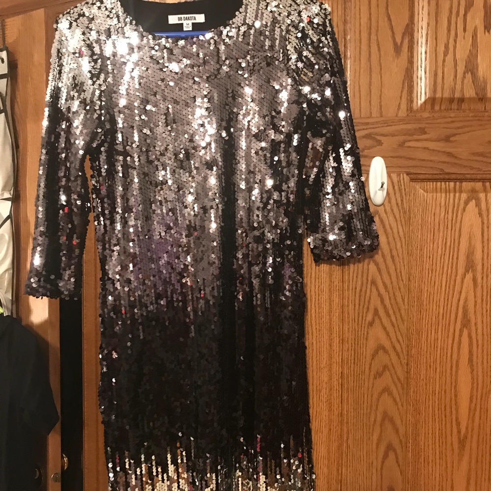 Black & Silver Sequence, Thigh Length Dress